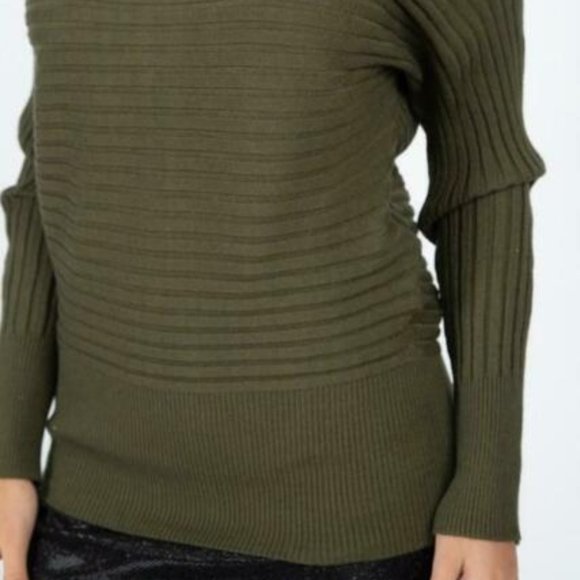 Ribbed Knit Slouch Shoulder Sweater - Picture 5 of 8